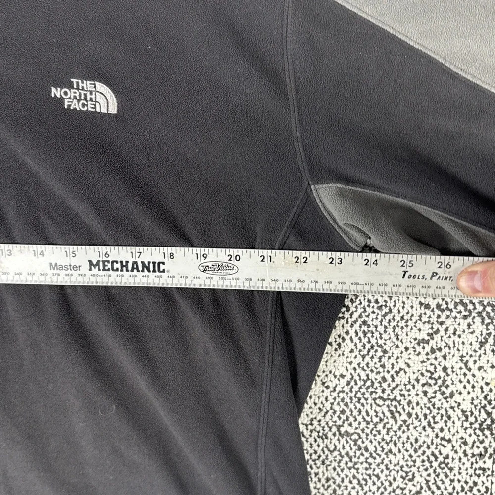 North Face Long Sleeve 1/4 Zip Fleece Sweatshirt Mens XL Black Gray Warm‎